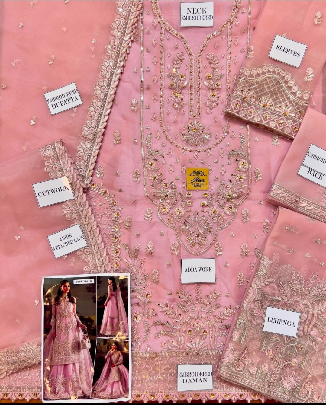 Embroidered organza lehenga choli