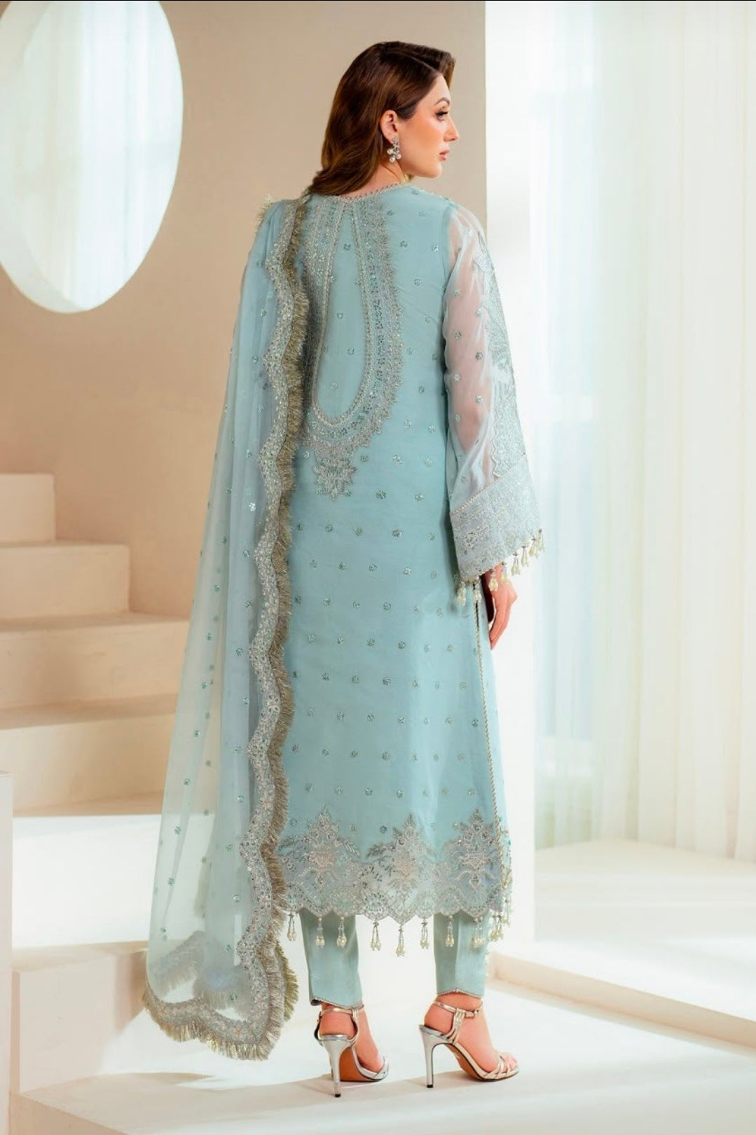 New Alizeh Heavy Embroidered Organza Suit with Adda Work & Silk Trouser