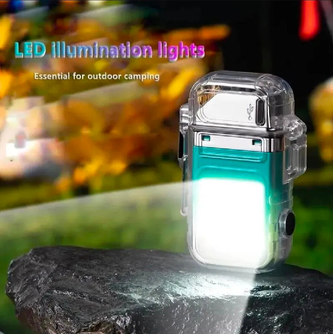Electric Ligh-ter USB Rechargeable Dual  with Transparent Shell & flash Light