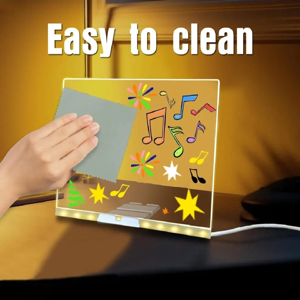LED Glowing Writing Board for Kids - Acrylic Drawing Pad with Markers