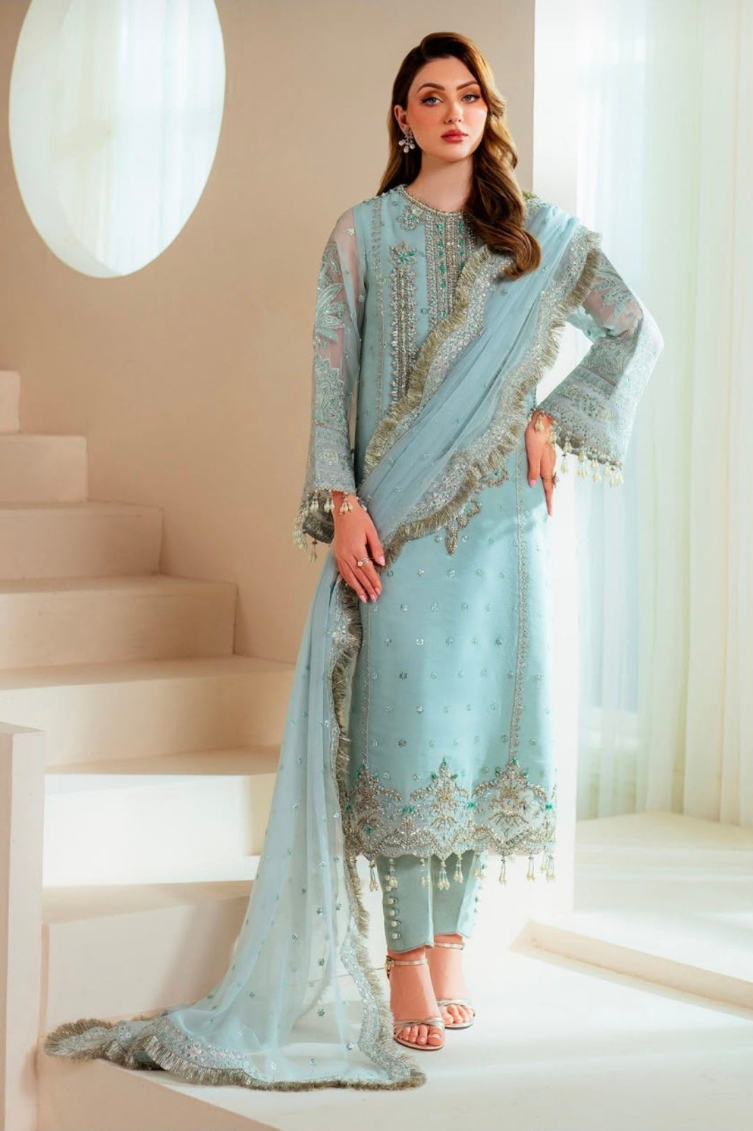 New Alizeh Heavy Embroidered Organza Suit with Adda Work & Silk Trouser