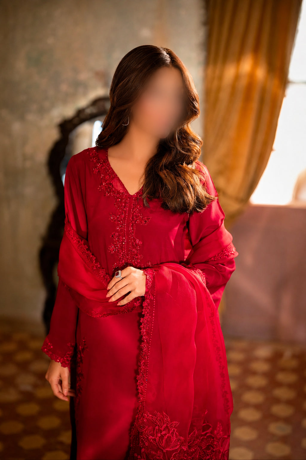 Chiffon Embroidered Unstitched Suit