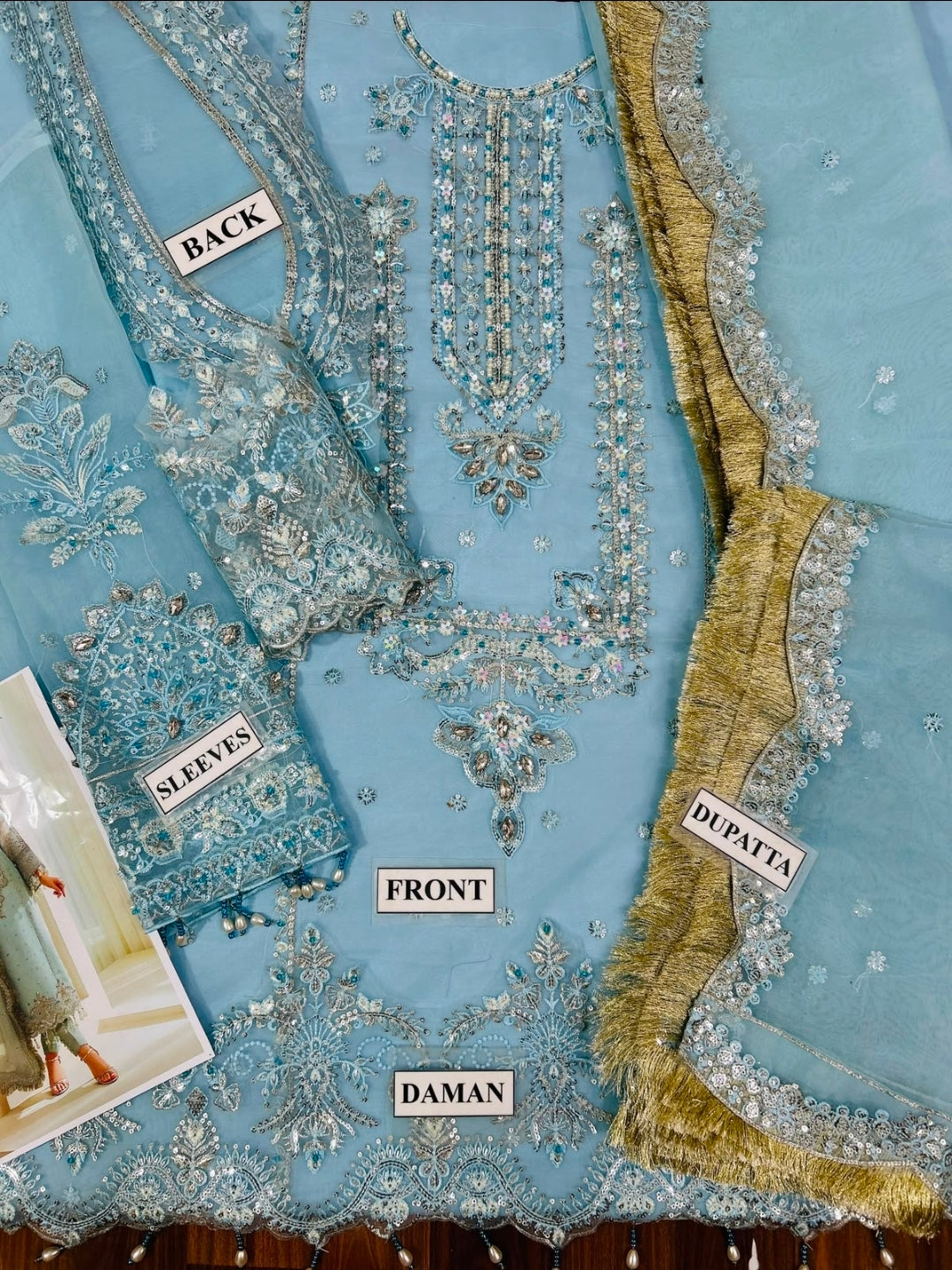 New Alizeh Heavy Embroidered Organza Suit with Adda Work & Silk Trouser