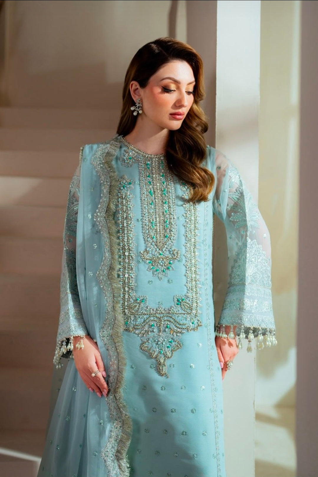 New Alizeh Heavy Embroidered Organza Suit with Adda Work & Silk Trouser