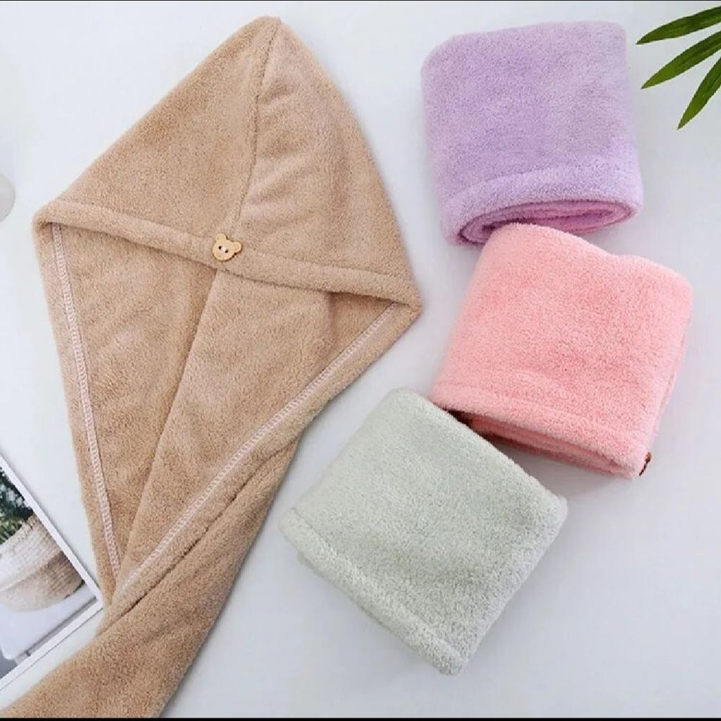 Fast-Drying Microfiber Hair Towel Wrap for Women - Super Absorbent Bath Hat