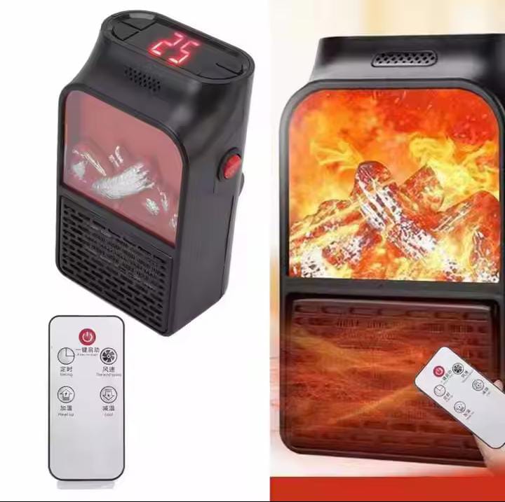 Portable Space Heater Electric Heater Heating for Room 3D Flame Mini Heating Fans Remote