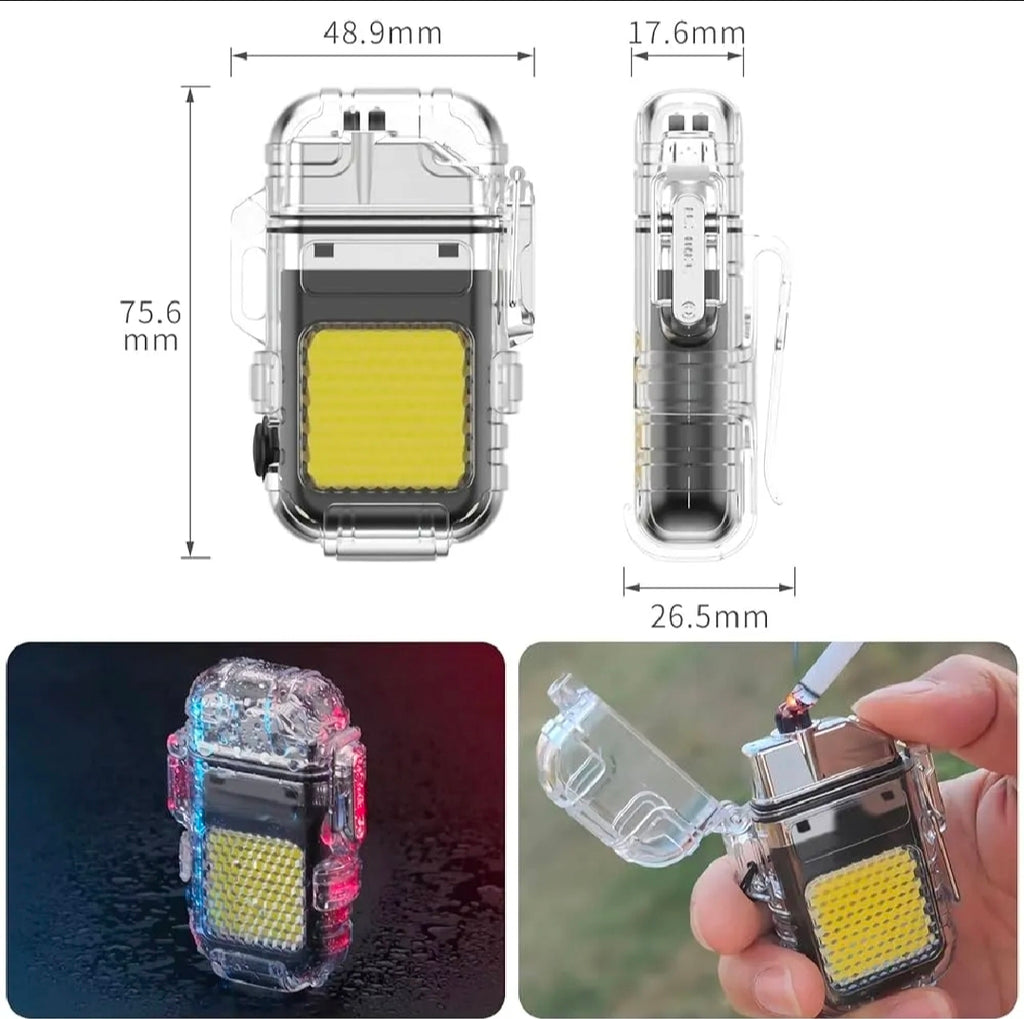 Electric Ligh-ter USB Rechargeable Dual  with Transparent Shell & flash Light