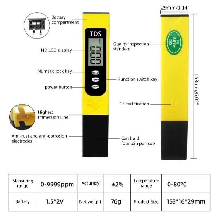 جهاز اختبار جودة الماء (TDS Meter)