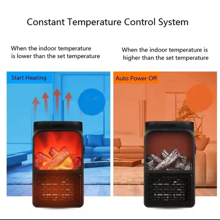 Portable Space Heater Electric Heater Heating for Room 3D Flame Mini Heating Fans Remote