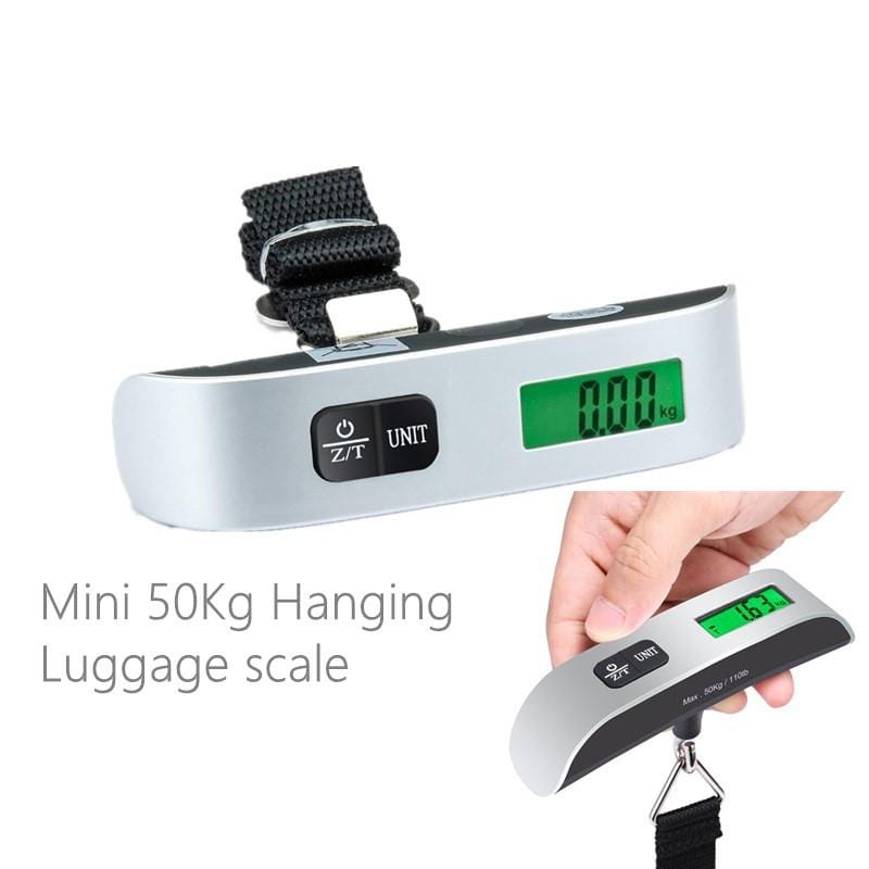 ميزان محمول بشاشة LCD رقمية 110 باوند/50 كغم، ميزان أمتعة إلكتروني معلق للسفر، أدوات وزن حقائب الأمتعة