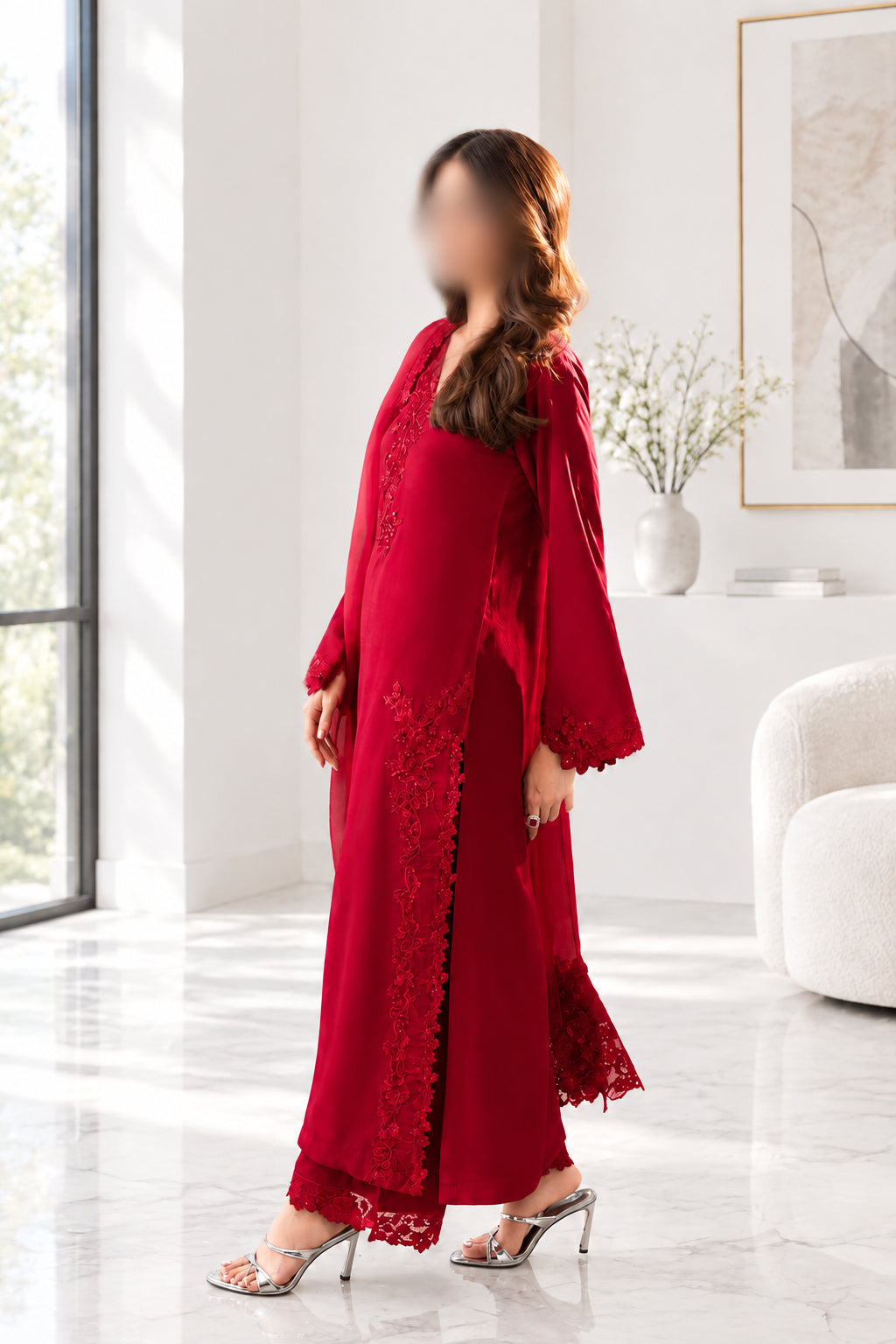 Chiffon Embroidered Unstitched Suit