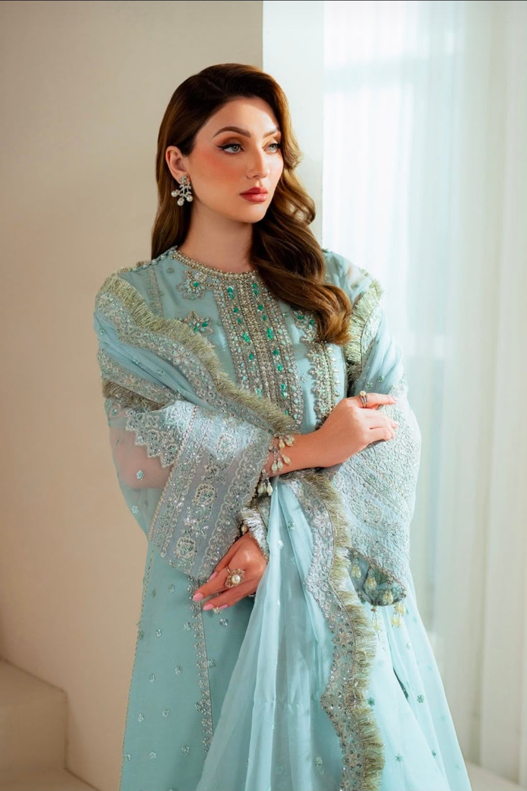 New Alizeh Heavy Embroidered Organza Suit with Adda Work & Silk Trouser