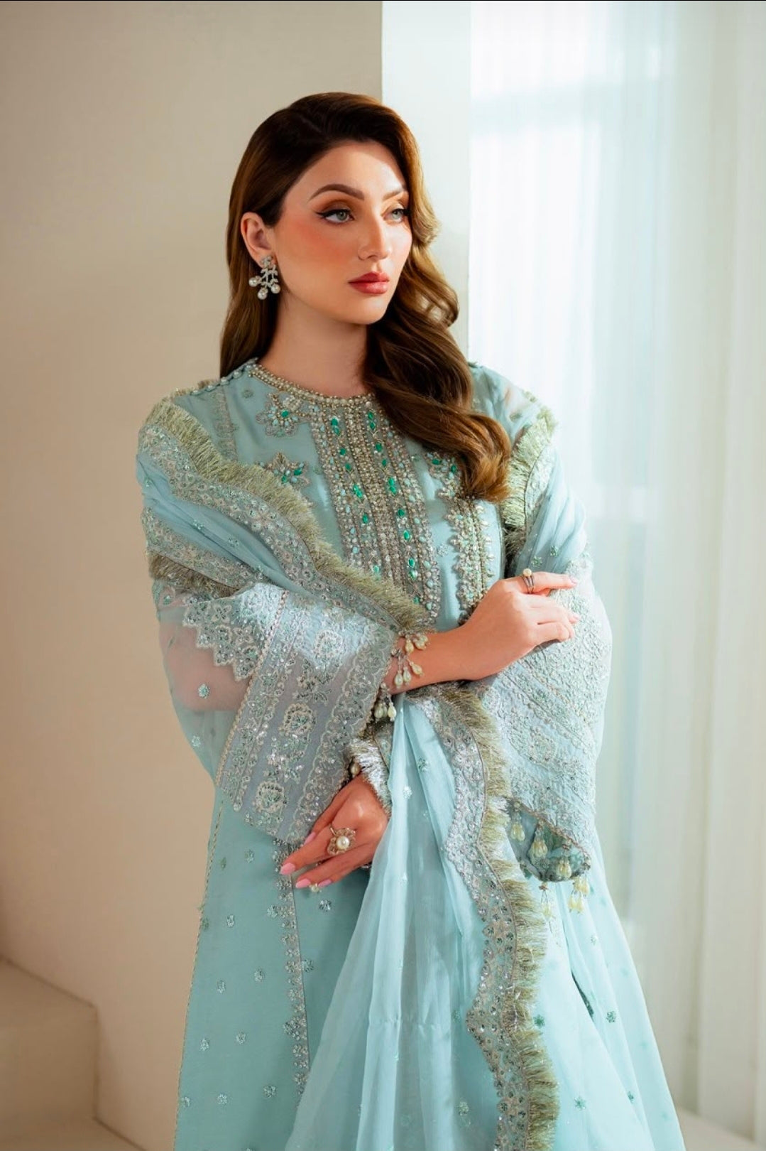 New Alizeh Heavy Embroidered Organza Suit with Adda Work & Silk Trouser