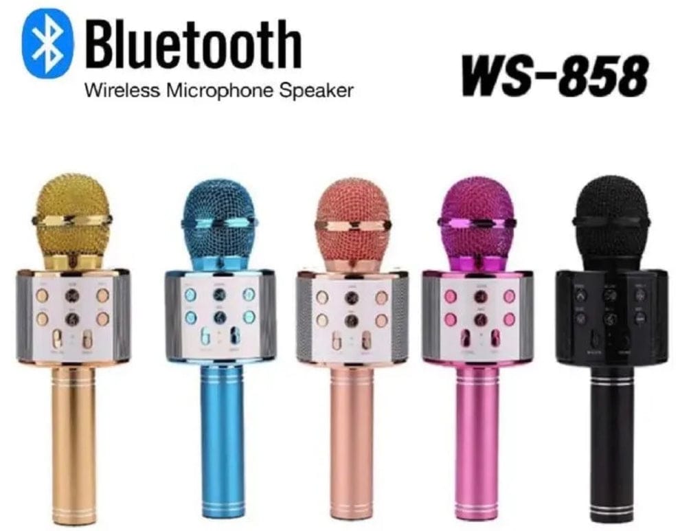 ميكروفون كاريوكي محمول باليد WS-858 بتقنية البلوتوث اللاسلكي مع مكبر صوت KTV