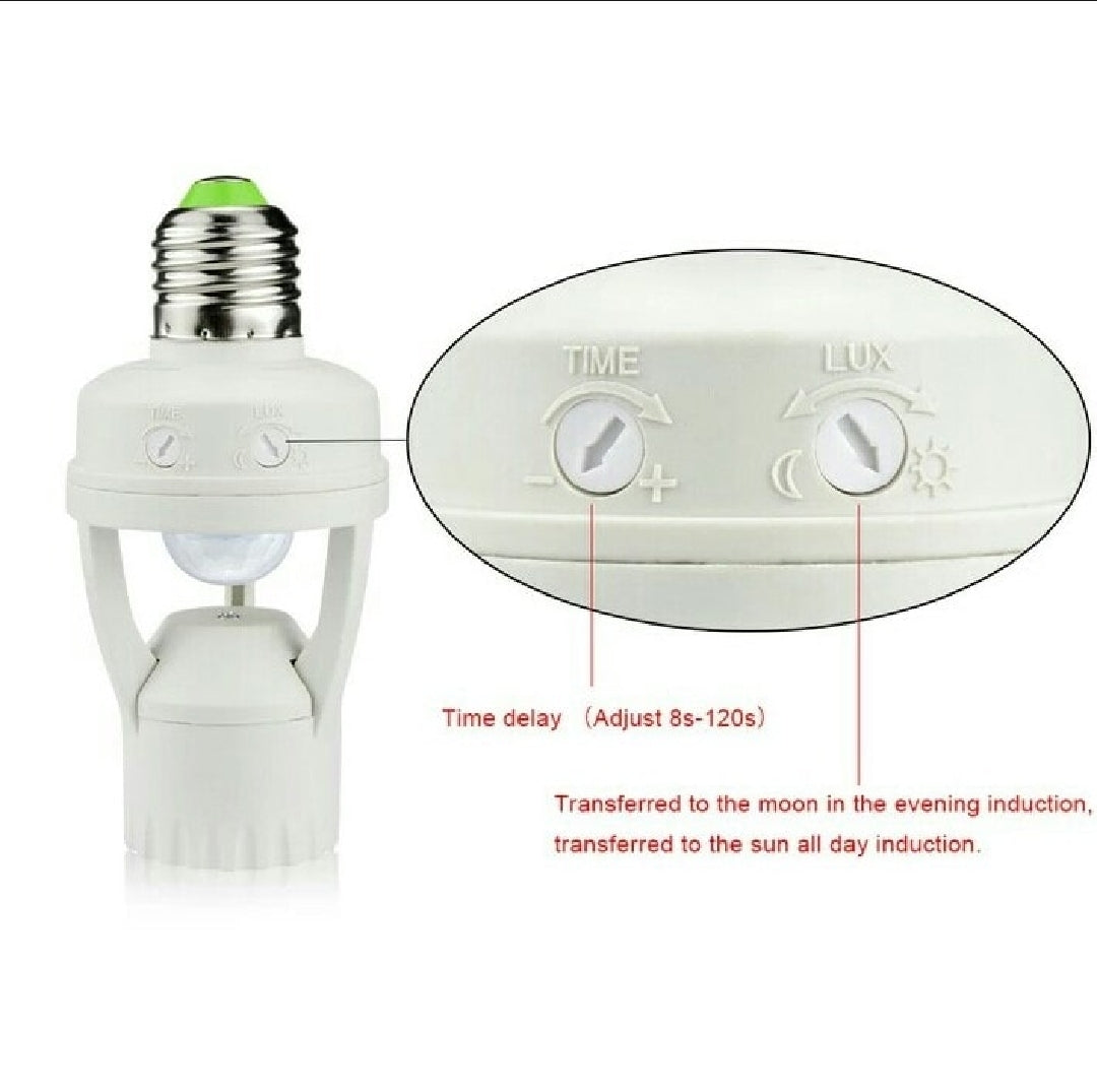 مصباح LED بمستشعر حركة جسم الإنسان PIR مع مقبس لمبة مفتاح تحكم مناسب لمصابيح E27 اللولبية مستشعر أمان