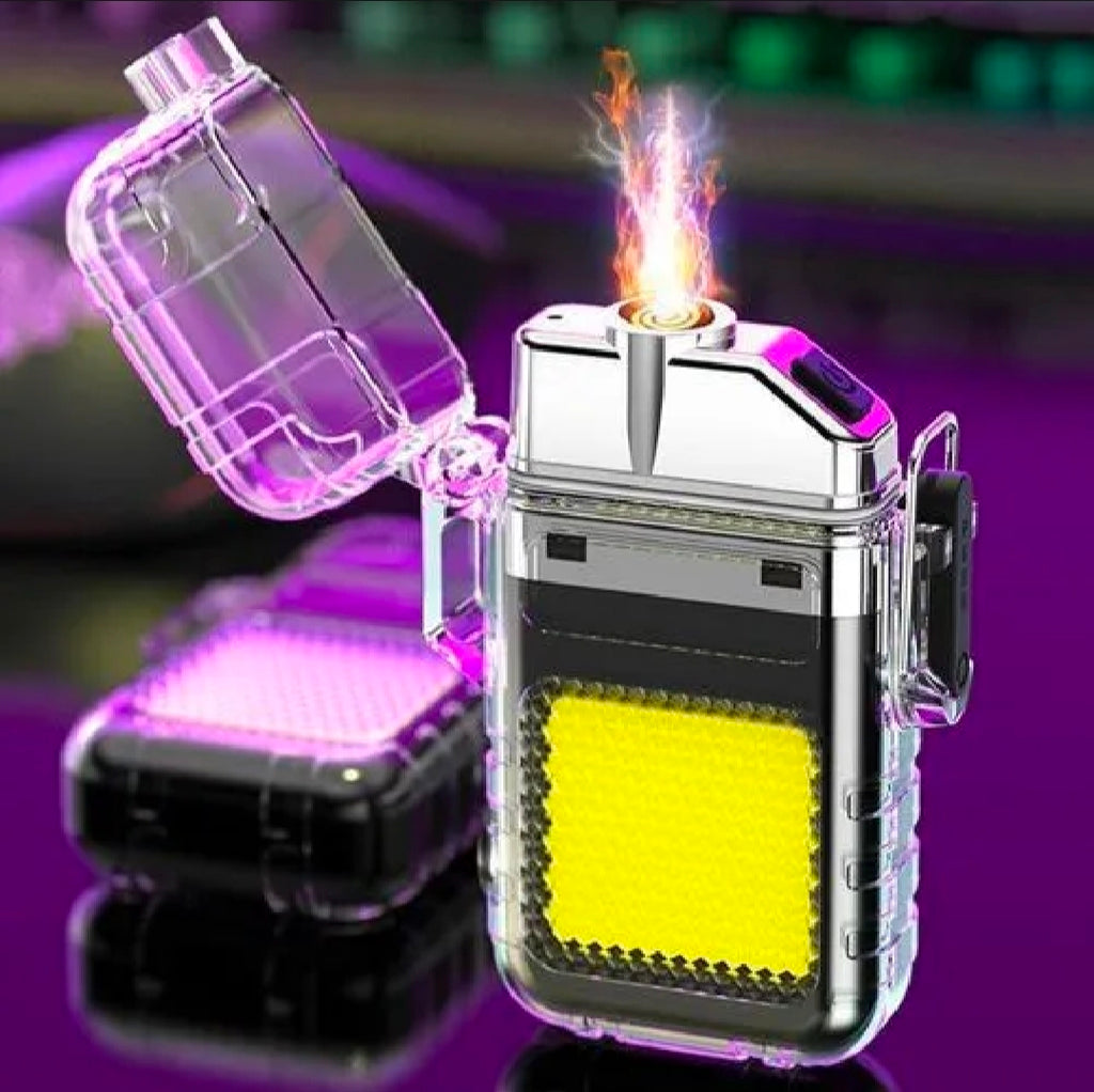 Electric Ligh-ter USB Rechargeable Dual  with Transparent Shell & flash Light